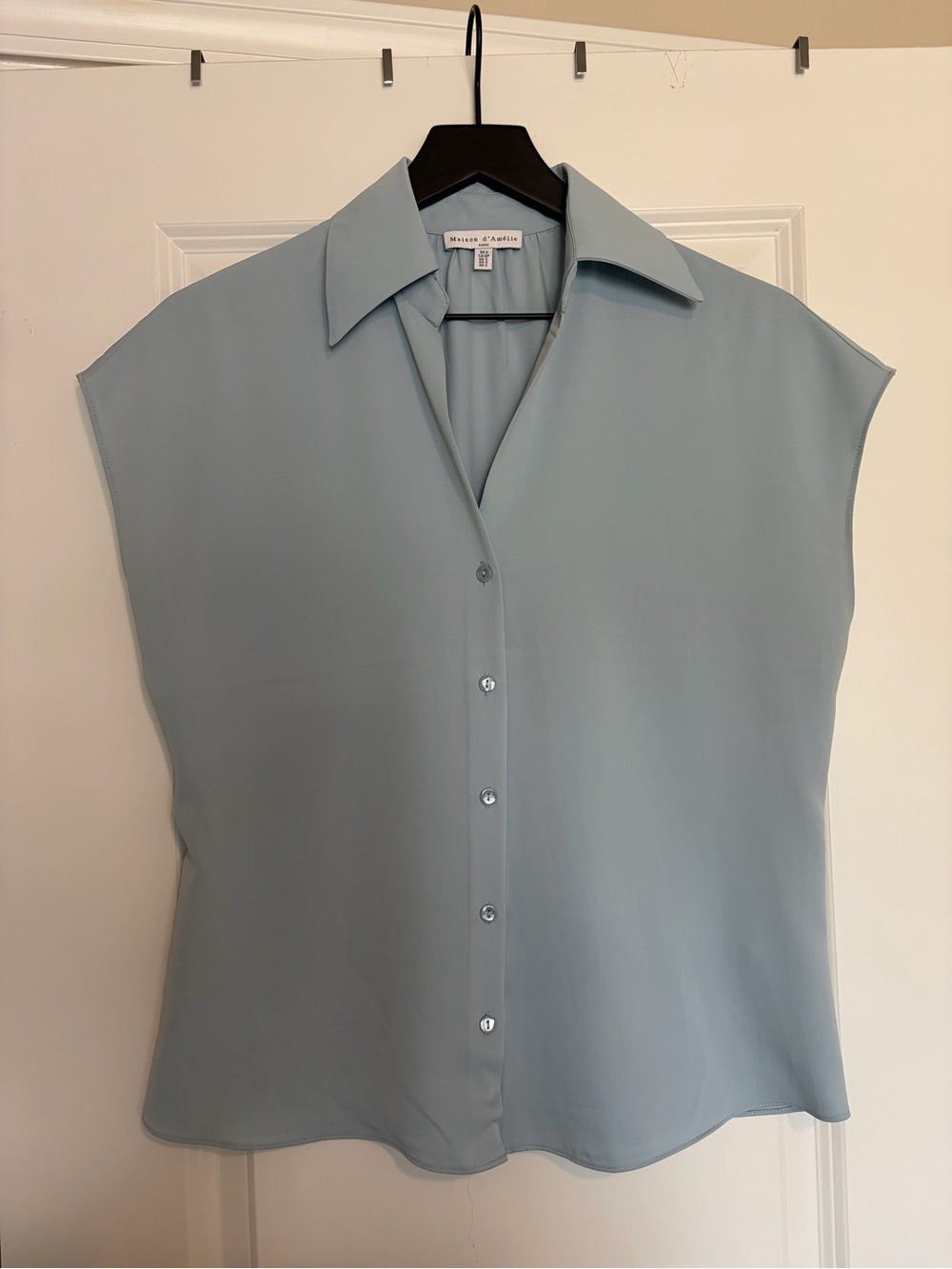 MAISON KITSUNE Pale Blue Cap Sleeve Button-Front Blouse